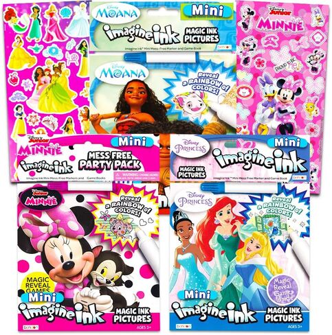 Kids Imagine Ink Coloring Book Super Set - Bundle 3 Imagine Ink Mess-Free Activity Books Featuring Disney Princess, Minnie Mouse, Moana | Art Books for Girls, Toddlers in Saudi Arabia