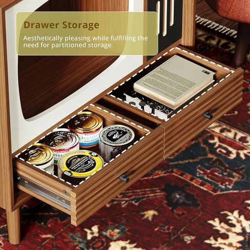 IRONCK بيت القطط للداخلية، شقة خشبية عتيقة على شكل تلفزيون مع أدراج، أثاث للقطط وطاولة جانبية لغرفة المعيشة وتزيين غرفة النوم، خشب الجوز in Kuwait