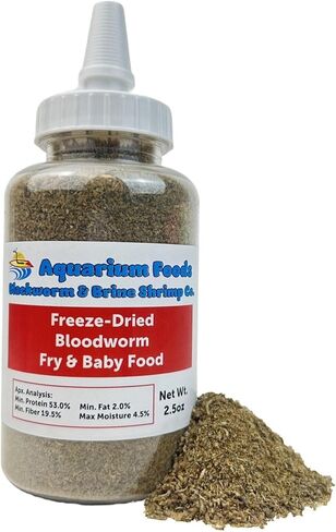شركة Aquatic Foods Inc. ديدان الدم المجففة بالتجميد لزريعة الأسماك الاستوائية، والأطفال، وأسماك الجوبي، والتترا، والبيتاس، والأسماك الصغيرة... زجاجة سعة 1 أونصة in Saudi Arabia