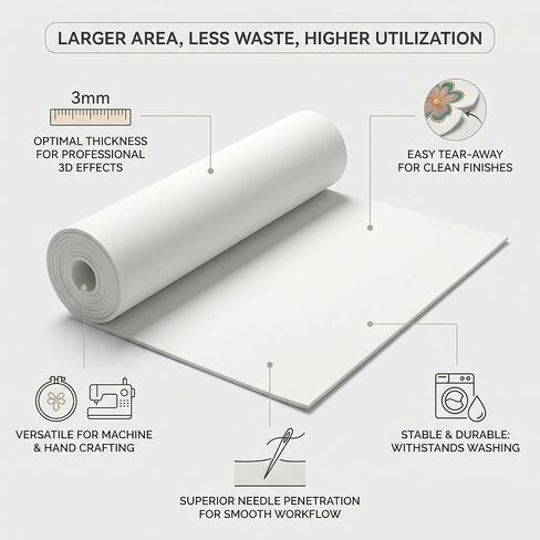 COCICA Embroidery Foam for 3D Puff, 16" x 72" Large 3mm Craft Foam Sheets for Machine Embroidery, Hats, Apparel, Bags and Hand Crafts in Saudi Arabia