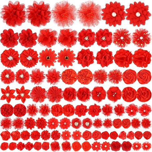 Hoteam 100 Pcs Dog Flower Collar Bows Pet Multicolor Bow Charms Set with Elastic Rubber Band for Summer Party Dogs Puppy Cat Pet Grooming Accessories in Saudi Arabia