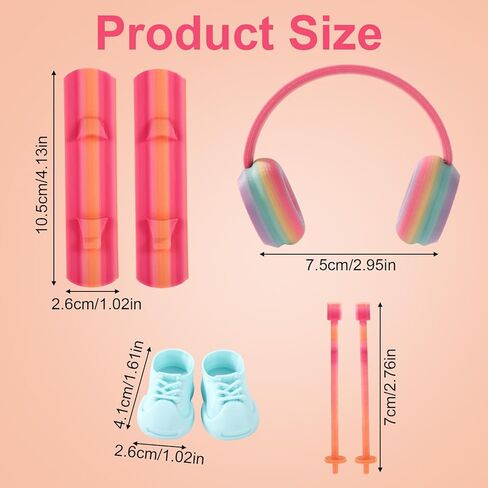 Doll Ski Accessories Set, Snowshoes Snowboard Ski Poles & Headphone Stylish Winter 17cm Dolls Outfit Accessories Collectors Gift in Saudi Arabia