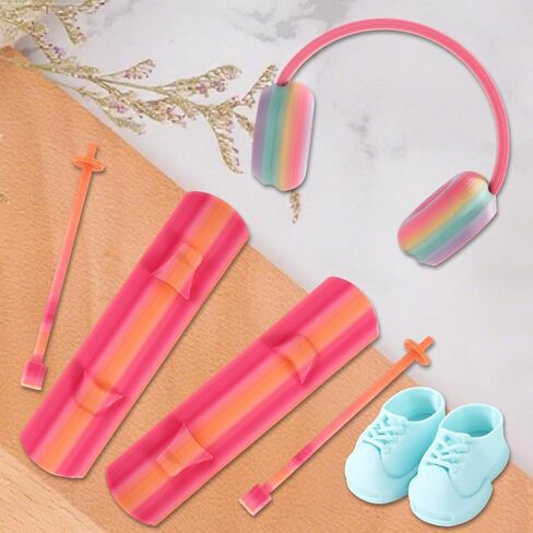 Doll Ski Accessories Set, Snowshoes Snowboard Ski Poles & Headphone Stylish Winter 17cm Dolls Outfit Accessories Collectors Gift in Saudi Arabia