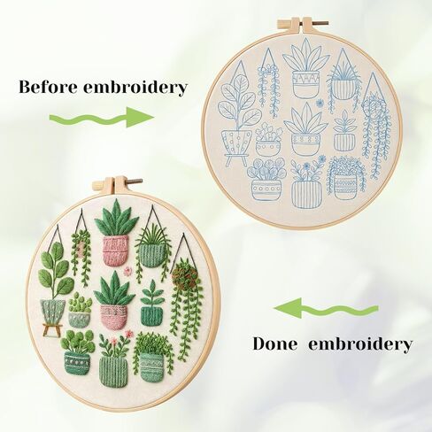 مجموعات التطريز ZCXETP للمبتدئين، مجموعة التطريز نمط النبات الأخضر للمبتدئين، طقم التطريز المبتدئين مناسبة لعشاق الحرف اليدوية ومناسبات الهدايا in Kuwait