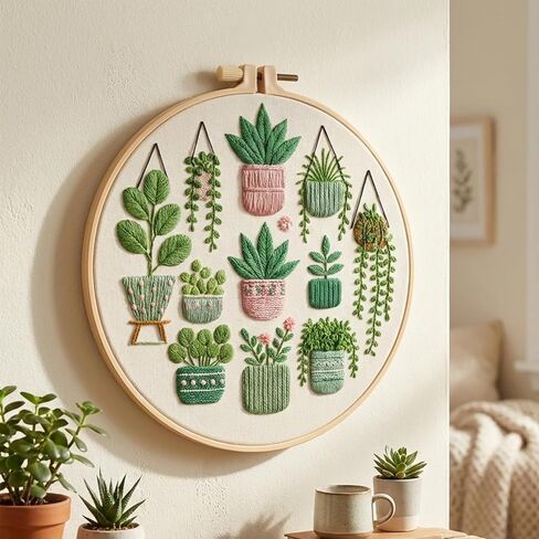 مجموعات التطريز ZCXETP للمبتدئين، مجموعة التطريز نمط النبات الأخضر للمبتدئين، طقم التطريز المبتدئين مناسبة لعشاق الحرف اليدوية ومناسبات الهدايا in Kuwait