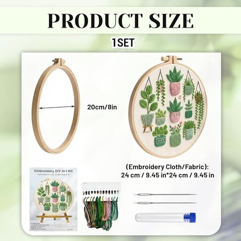 مجموعات التطريز ZCXETP للمبتدئين، مجموعة التطريز نمط النبات الأخضر للمبتدئين، طقم التطريز المبتدئين مناسبة لعشاق الحرف اليدوية ومناسبات الهدايا in Kuwait