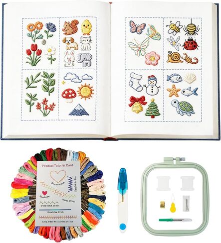 XuZBDia DIY Embroidery Book,Handmade Embroidery Stitch Book Set,with Embroidered Instructions Attached. in Saudi Arabia