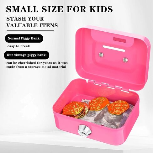 4 Pieces Money Box Cash Box with Lock and Slot Steel Organizer Piggy Bank Metal Coin Bank Gifts for Christmas New Year, Without Money Tray(Black, Green, Gray, Pink) in Saudi Arabia