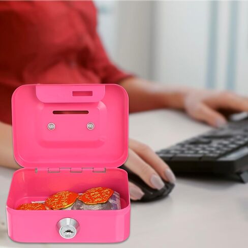 4 Pieces Money Box Cash Box with Lock and Slot Steel Organizer Piggy Bank Metal Coin Bank Gifts for Christmas New Year, Without Money Tray(Black, Green, Gray, Pink) in Saudi Arabia