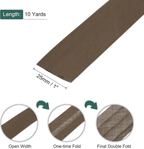 Generic 1 Inch Double Fold Bias Tape Polyester Continuous Bulk Bias Tape for Sewing,Seaming Quilting Hemming Binding Crafts (Brown 10 Yards) in Saudi Arabia
