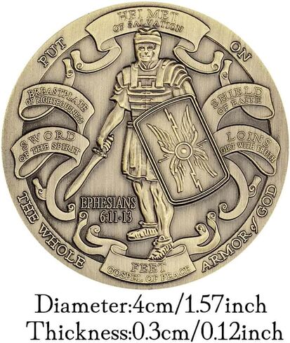 Put On The Full Armor of God Challenge Coin Ephesians 6:10-12 Collector's Medallion (Pack of 6) in Saudi Arabia