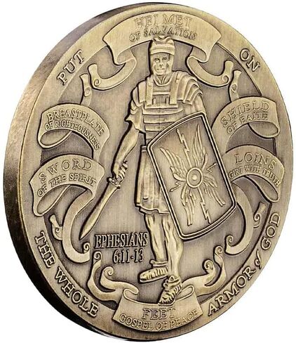 Put On The Full Armor of God Challenge Coin Ephesians 6:10-12 Collector's Medallion (Pack of 6) in Saudi Arabia