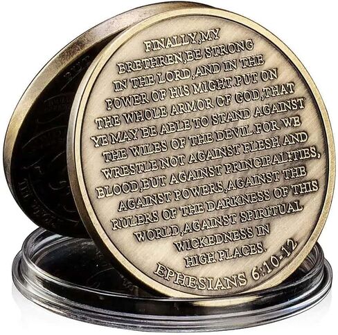 Put On The Full Armor of God Challenge Coin Ephesians 6:10-12 Collector's Medallion (Pack of 6) in Saudi Arabia