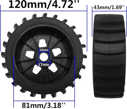 RC 1/8 Snow Sand Paddles Buggy Tires 17mm Hubs Wheels with Foam Inserts Compatible with Arrma Typhon Talion 6S Losi 8IGHT Team Associated HPI Tamiya HSP 1/8 RC Off Road Buggy in Saudi Arabia