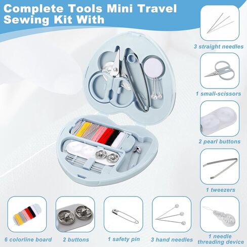 Tyqour Small Mini Sewing Kit Travel for Adults, Small Sewing Kit Travel Size Portable Tiny Thread Needle Repair Kits for Women Wedding Starter Mom Traveling Beginner Traveler Hotel in Saudi Arabia