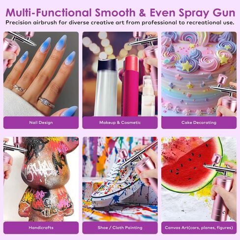 Airbrush Kit Melous Airbrush with Compressor for Nails Air brush Spray Gun for Ombre Nails, Painting, Makeup, Cake Baking, Barber, Pink in Saudi Arabia