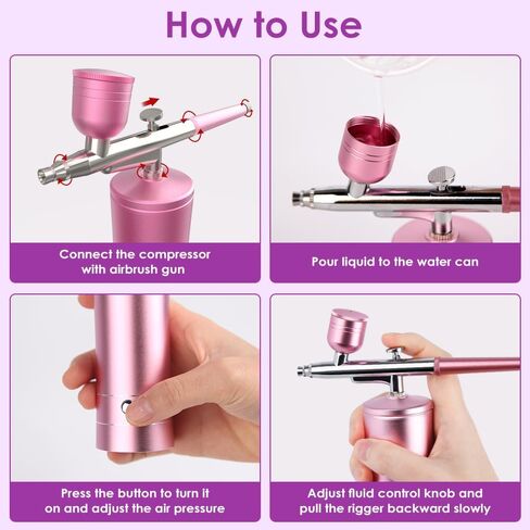 Airbrush Kit Melous Airbrush with Compressor for Nails Air brush Spray Gun for Ombre Nails, Painting, Makeup, Cake Baking, Barber, Pink in Saudi Arabia