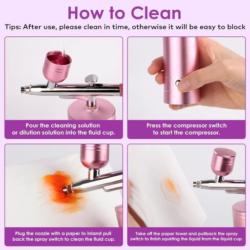 Airbrush Kit Melous Airbrush with Compressor for Nails Air brush Spray Gun for Ombre Nails, Painting, Makeup, Cake Baking, Barber, Pink in Saudi Arabia