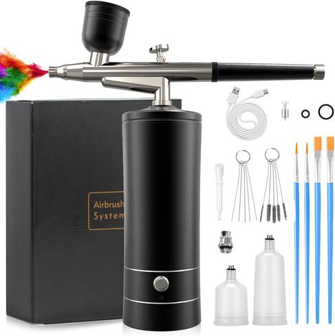 Airbrush Kit Melous Airbrush with Compressor for Nails Air brush Spray Gun for Ombre Nails, Painting, Makeup, Cake Baking, Barber, Pink in Saudi Arabia