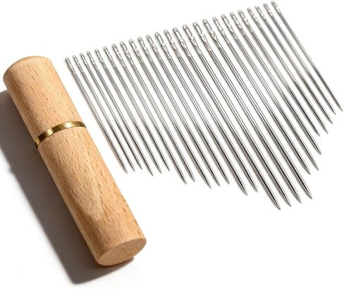 30PCS Steel Sewing Needles,Embroidery and Hand Sewing Needles for Handsewing and Quilting,Large Eye Sewing Needle Kit with Wood Case in Saudi Arabia