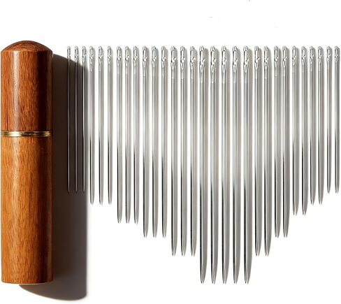 30PCS Steel Sewing Needles,Embroidery and Hand Sewing Needles for Handsewing and Quilting,Large Eye Sewing Needle Kit with Wood Case in Saudi Arabia