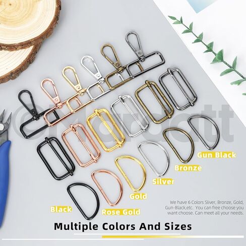 90 قطعة على شكل حرف D مشبك دوار على شكل جراد البحر وحلقة معدنية على شكل حرف D، مشبك منزلق مستطيل لحقائب الأحزمة اليدوية، ألوان مختلطة in Kuwait