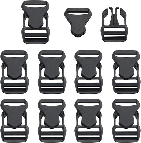 10PCS 20mm Side Release Buckles 0.78 inch Inner Diameter Plastic Anti Pinching Buckles for Outdoor Hiking Waist Packs Tactical Backpack Straps and Emergency Webbing Adjustment Accessories in Saudi Arabia