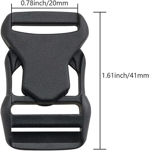 10PCS 20mm Side Release Buckles 0.78 inch Inner Diameter Plastic Anti Pinching Buckles for Outdoor Hiking Waist Packs Tactical Backpack Straps and Emergency Webbing Adjustment Accessories in Saudi Arabia