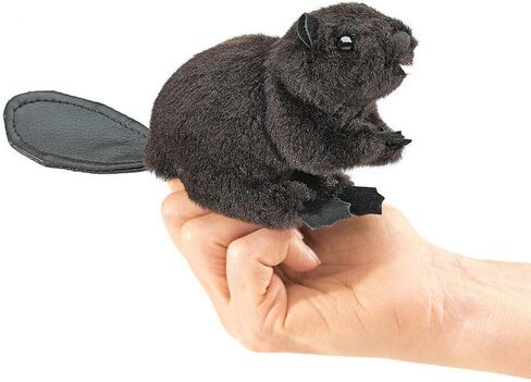 Folkmanis Mini Beaver Finger Puppet, Brown, Black, 1 EA in Saudi Arabia