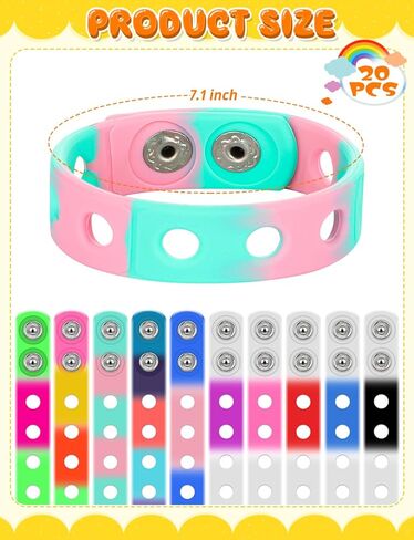 20Pcs Silicone Charm Bracelets, 7 Inch Bracelets Bulk Band for Kids, Silicone Wristbands Adjustable Rubber Bracelet Hold the Shoe Charms for Students in Saudi Arabia