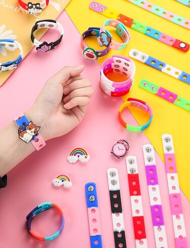 20Pcs Silicone Charm Bracelets, 7 Inch Bracelets Bulk Band for Kids, Silicone Wristbands Adjustable Rubber Bracelet Hold the Shoe Charms for Students in Saudi Arabia