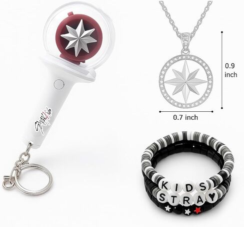 skz Merch، مجموعة هدايا Skzoo، 1 ​​سلسلة مفاتيح مضيئة، 3 أساور صداقة ملونة | لون وسرعة قابلة للتعديل، 15 وضعية LED، البقاء، هدية البقاء in Kuwait