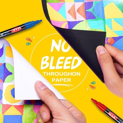 SFAIH 48 Vibrant Acrylic Paint Markers - [Ultra High Coverage]1-2mm Fine Tip Paint Pens for Any Surface Graffiti DIY Crafts, Non-Bleeding, Art Craft Supplies Kit, Rock Fabric Wood Glass Canvas Ceramic in Saudi Arabia