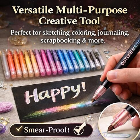 أقلام تحديد الخطوط العريضة Dreamy Sparkle ذات الخطوط المزدوجة، أقلام لامعة معدنية ذاتية التحديد، أقلام تحديد مزدوجة الخط 2 في 1 مع تأثير لامع، لليوميات، تلوين البالغين، مستلزمات التخطيط الفني (12 قطعة) in Kuwait