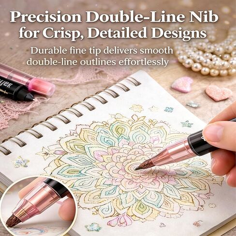 أقلام تحديد الخطوط العريضة Dreamy Sparkle ذات الخطوط المزدوجة، أقلام لامعة معدنية ذاتية التحديد، أقلام تحديد مزدوجة الخط 2 في 1 مع تأثير لامع، لليوميات، تلوين البالغين، مستلزمات التخطيط الفني (12 قطعة) in Kuwait