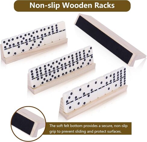 مجموعة ألعاب الدومينو، 28 قطعة دومينو مع 4 رفوف خشبية، ألعاب لوحية خشبية كلاسيكية، لعبة سفر محمولة مع حقيبة حمل in Kuwait
