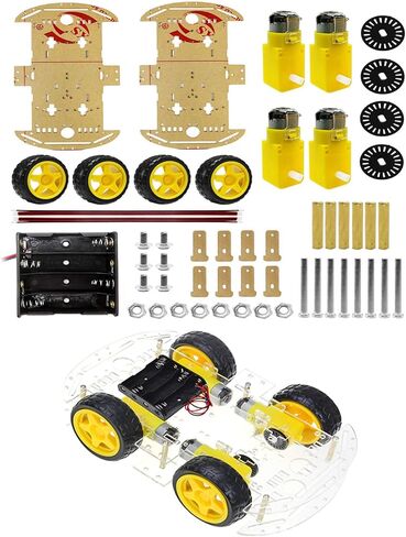 YIKESHU 2WD Smart Robot Car Chassis Kit with Speed Encoder Battery Box 2 Wheels Arduino Microbit Raspberry Pi DIY Toy Adult Age 16+ in Saudi Arabia