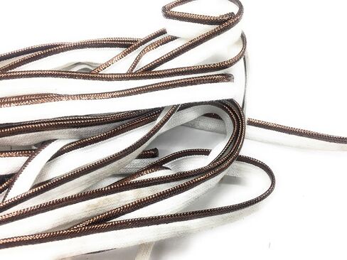 Copper Cord-Edge Piping Trim -Copper on White Lip -Lip Cord for Clothing Pillows, Lamps, Draperies 5 Yards Pi-129/108 in Kuwait