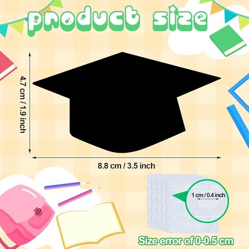 Geyee 108 Pcs Graduation Cap Cutouts Decorations Paper Hat Cutouts Craft Bulletin Board Decorations for Student Teacher School Classroom Chalkboard Wall Graduation Party Supplies(Black) in Saudi Arabia