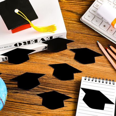 Geyee 108 Pcs Graduation Cap Cutouts Decorations Paper Hat Cutouts Craft Bulletin Board Decorations for Student Teacher School Classroom Chalkboard Wall Graduation Party Supplies(Black) in Saudi Arabia