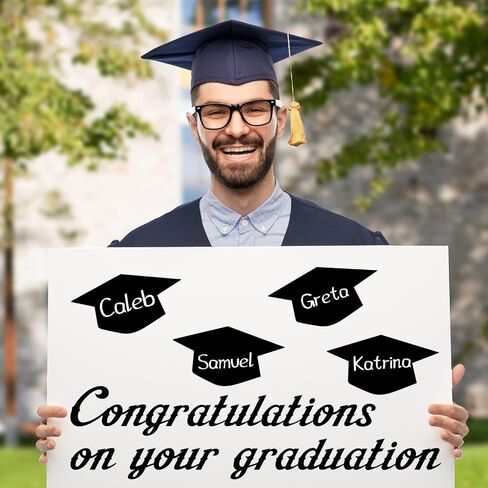 Geyee 108 Pcs Graduation Cap Cutouts Decorations Paper Hat Cutouts Craft Bulletin Board Decorations for Student Teacher School Classroom Chalkboard Wall Graduation Party Supplies(Black) in Saudi Arabia