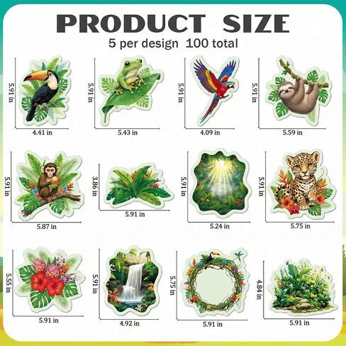 Crtiin 60 Pcs Rainforest Themed Vbs Cutout Bulk with Adhesive Dots 2026 Vacation Bible School Hawaiian Jungle Animals Cuts Religious Bulletin Board Decorations for Craft Wall Decor Party Supplies in Saudi Arabia