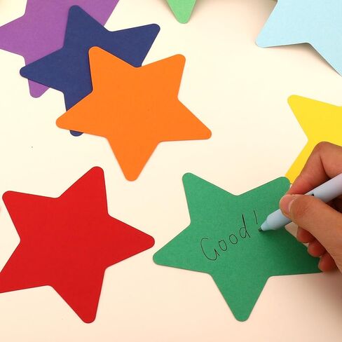 200pcs Colorful Star Cutouts, 4in/10cm Double Sided Paper Cardboard Star Shape Die Cuts Cut Out for Classroom Bulletin Board Party Wall Decor Decoration & DIY School Craft Projects (9 Colors) in Saudi Arabia
