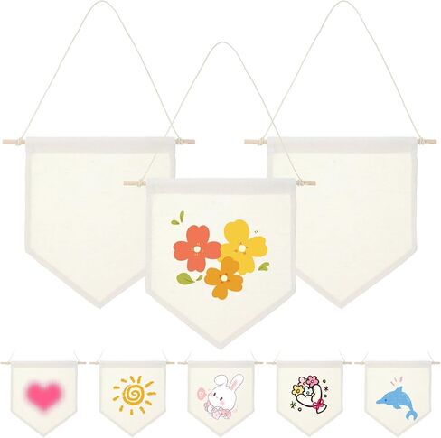 12 PCS Canvas Banners Wall Hanging Brooch Jewelry Storage Case Stand Enamel Pin Display, Sublimation blank Banner,Holder Earrings Necklace Pin Collection Organizer in Kuwait