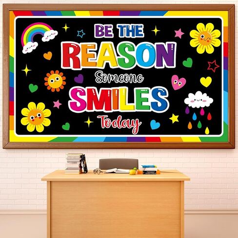 Wiooffen Motivational Classroom Backdrop Decorations Back to School Positive Banner Colorful Be The Reason Someone Smile Today Backdrop for Kindergarten Preschool Middle School Wall Decor 77x 47 Inch in Saudi Arabia
