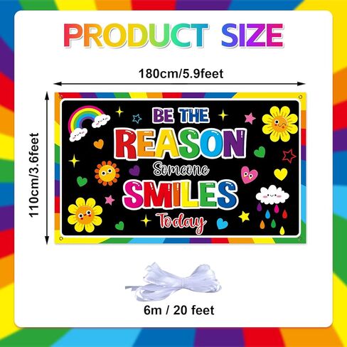 Wiooffen Motivational Classroom Backdrop Decorations Back to School Positive Banner Colorful Be The Reason Someone Smile Today Backdrop for Kindergarten Preschool Middle School Wall Decor 77x 47 Inch in Saudi Arabia