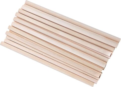 HWYEE18PCS قضبان وتد خشبية، 3/8 بوصة (9.5 مم) × 10 بوصة (254 مم) قضبان وتد يدوية، وتد مكرامية، أعواد خشبية صلبة غير مكتملة للفنون ومحترفي الأعمال اليدوية (18 قطعة، 9.5 × 254 مم) in Kuwait