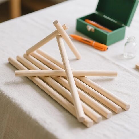 HWYEE18PCS قضبان وتد خشبية، 3/8 بوصة (9.5 مم) × 10 بوصة (254 مم) قضبان وتد يدوية، وتد مكرامية، أعواد خشبية صلبة غير مكتملة للفنون ومحترفي الأعمال اليدوية (18 قطعة، 9.5 × 254 مم) in Kuwait