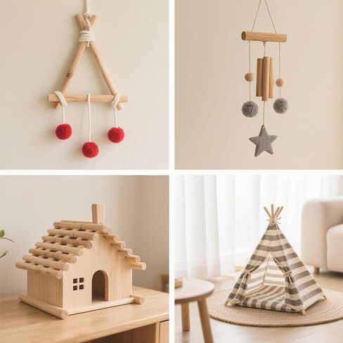 HWYEE18PCS قضبان وتد خشبية، 3/8 بوصة (9.5 مم) × 10 بوصة (254 مم) قضبان وتد يدوية، وتد مكرامية، أعواد خشبية صلبة غير مكتملة للفنون ومحترفي الأعمال اليدوية (18 قطعة، 9.5 × 254 مم) in Kuwait