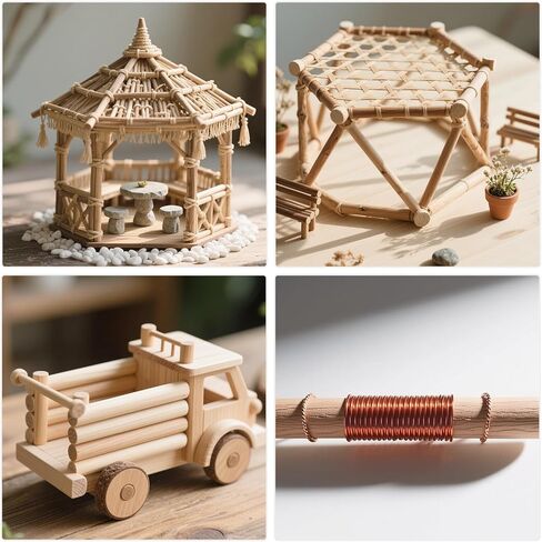 HWYEE18PCS قضبان وتد خشبية، 3/8 بوصة (9.5 مم) × 10 بوصة (254 مم) قضبان وتد يدوية، وتد مكرامية، أعواد خشبية صلبة غير مكتملة للفنون ومحترفي الأعمال اليدوية (18 قطعة، 9.5 × 254 مم) in Kuwait